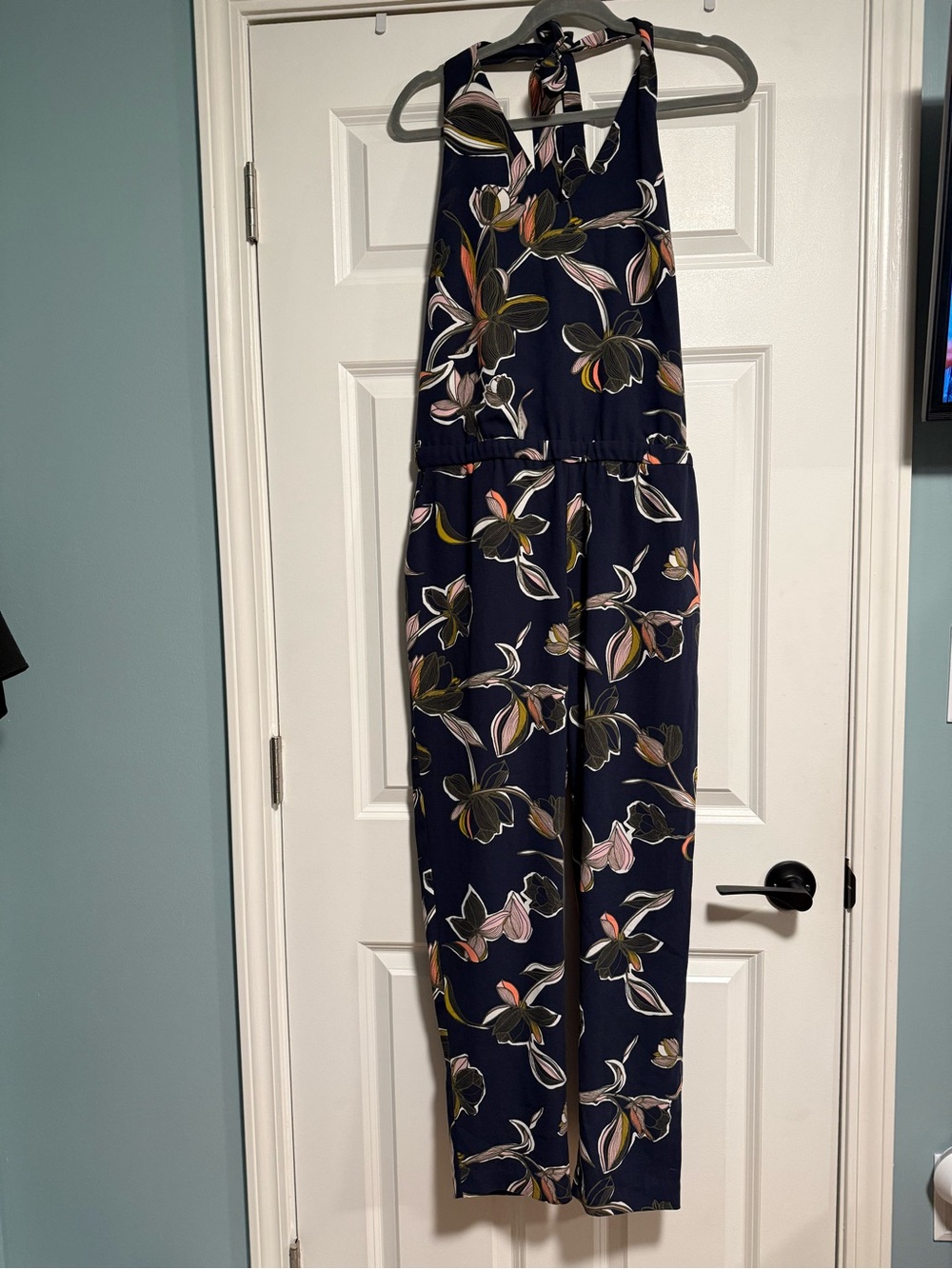 Halogen Navy Floral Halter Jumpsuit